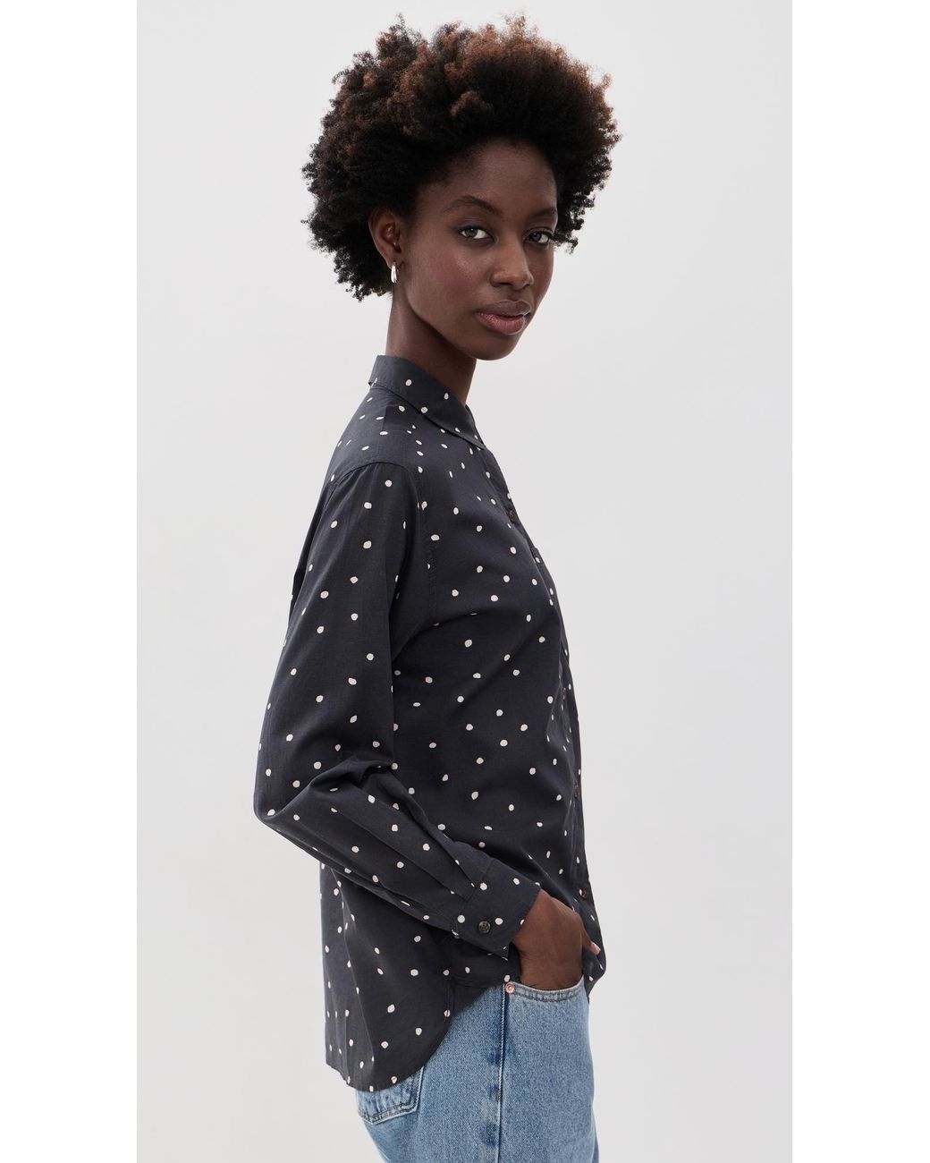 Marine Layer Black Jane Relaxed Button Down Shirt