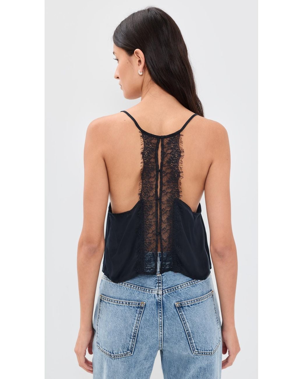 Re/done Black Isla Lace Cami