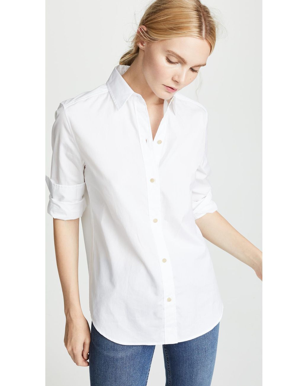 Vince Classic Button Down Shirt in White | Lyst