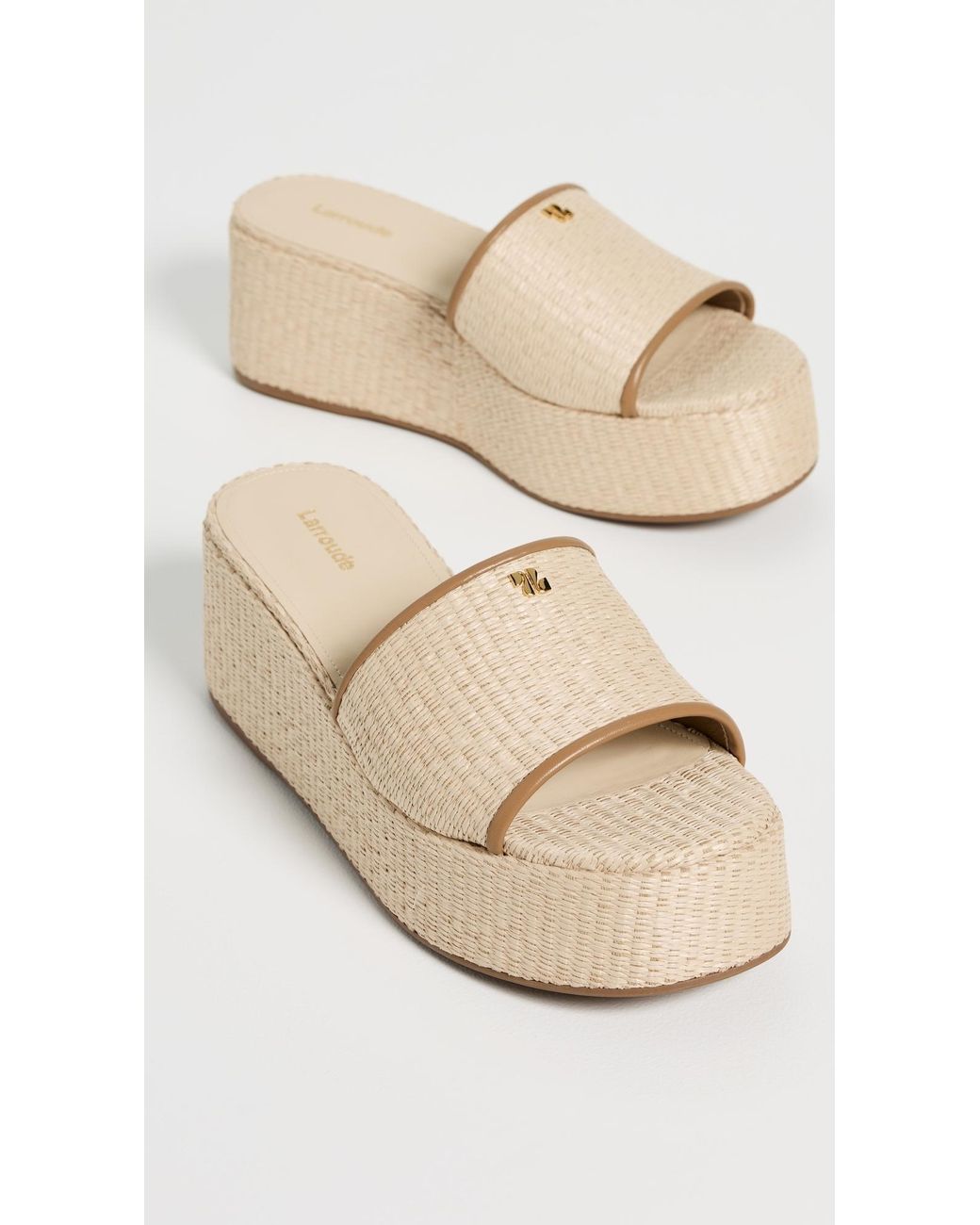 Larroude Natural Alex Flatform Mules
