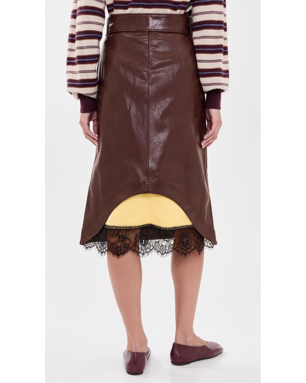 MSGM Red Leather Skirt