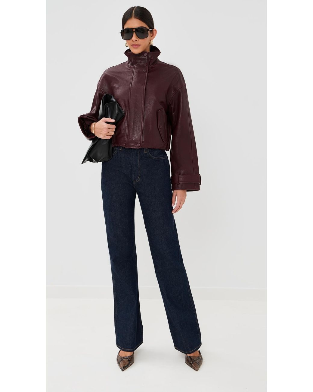 Veronica Beard Red Bateman Leather Jacket