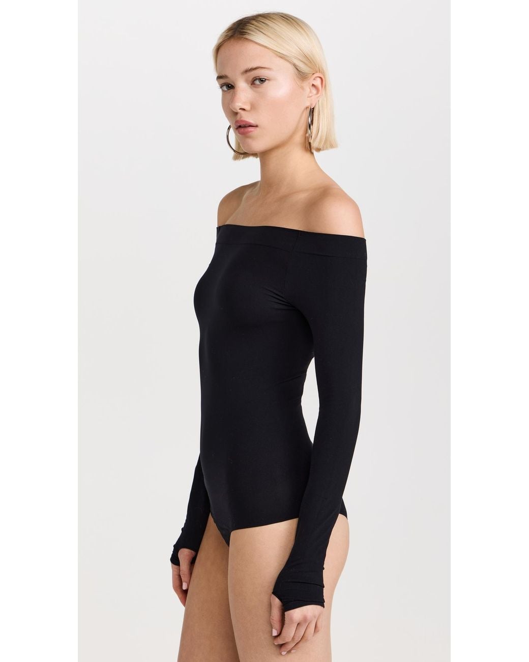 Commando Black Ballet Off-Shoulder Thong Bodysuit