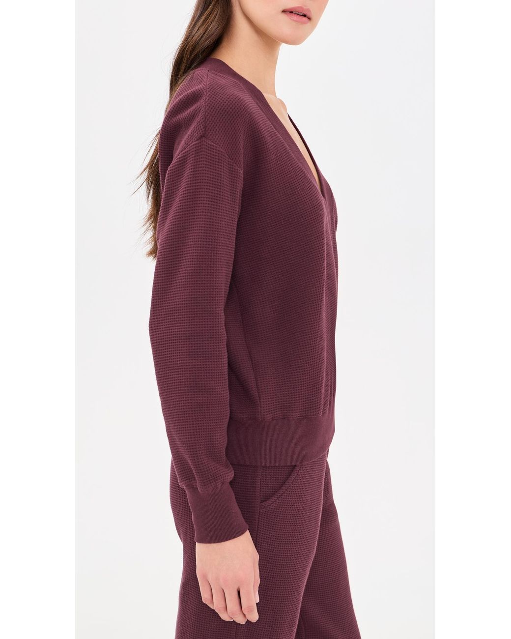 NEGATIVE Purple Waffle Knit Deep V Pullover