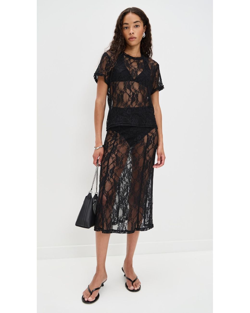 Le Bos Black Lace Tee