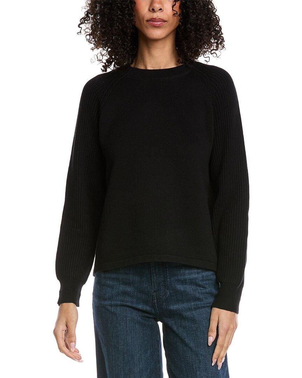 Vince Black Ribbed Raglan Sweater