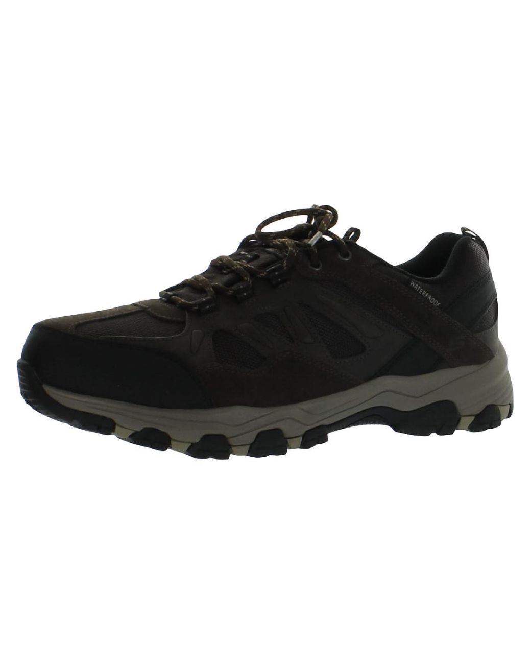 Skechers Selmen Enago Suede Memory Foam Hiking Shoes in Black for Men