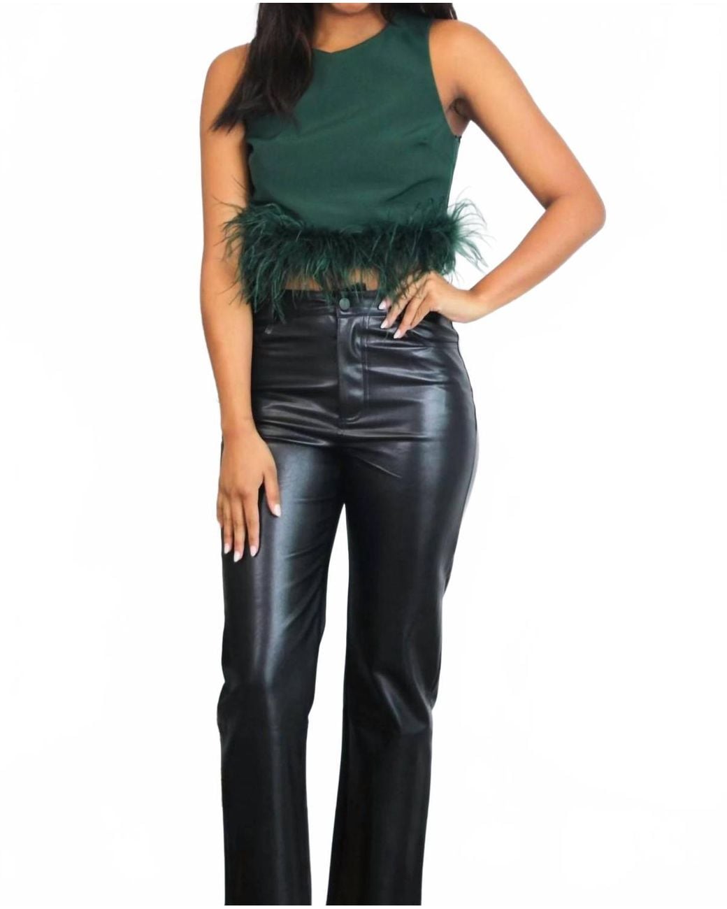 Lena® Blue Chic Fun Feather Crop Top