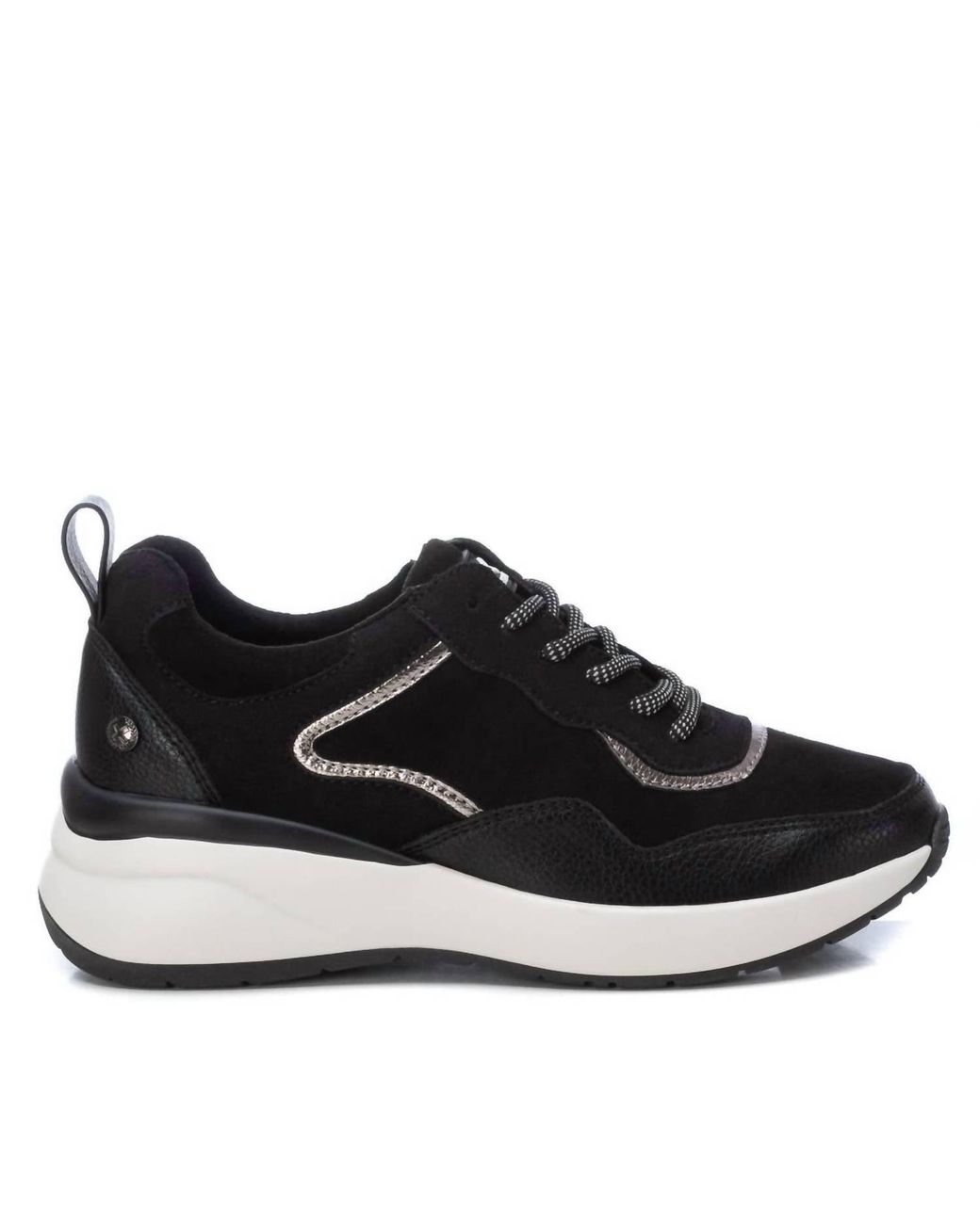 Xti Black Suede Metallic Sneakers