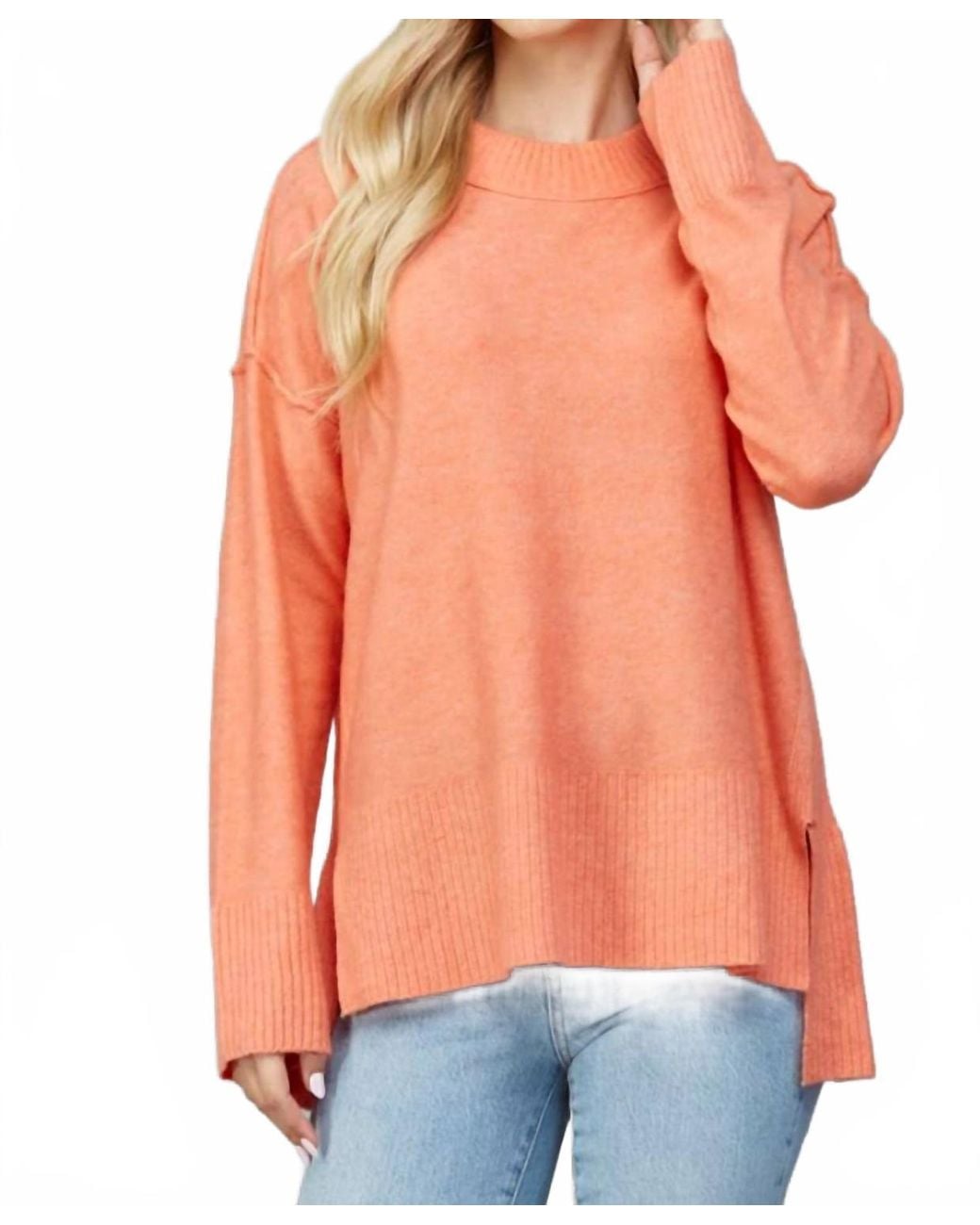 Fate Orange Side Slit Oversized Sweater