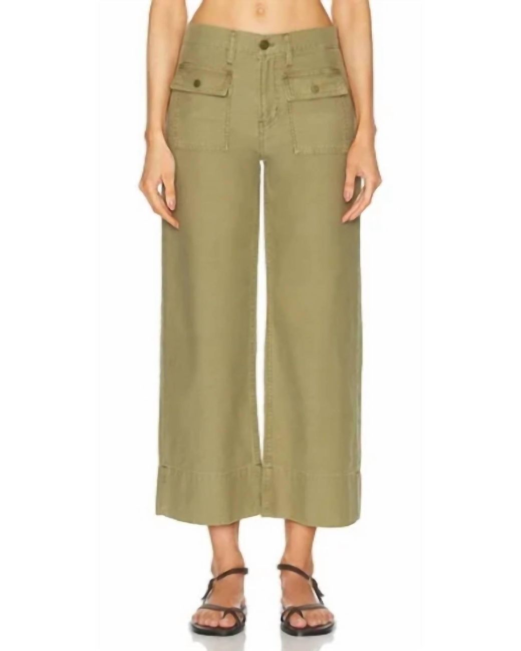 FRAME Green 70S Patch Pocket Crop Jean