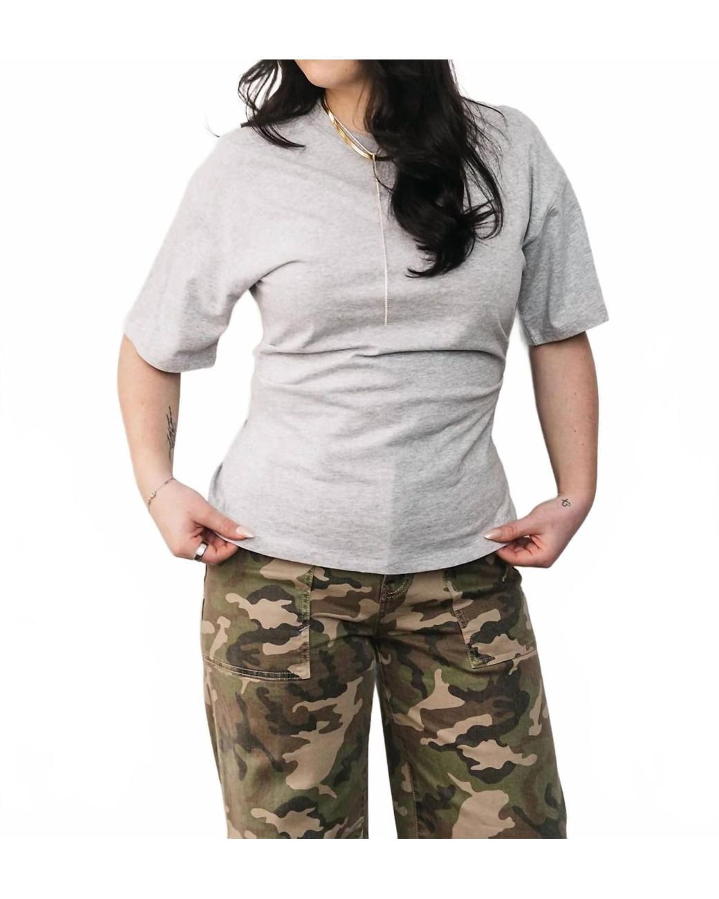 Habitual Gray Fitted Bodice Tee