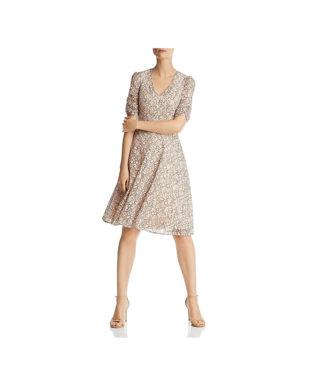 Eliza J Floral Lace Cocktail Fit & Flare Dress in Natural Lyst