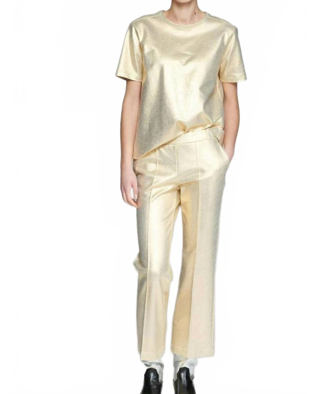 Vilagallo Natural Metallic Tailored Pants