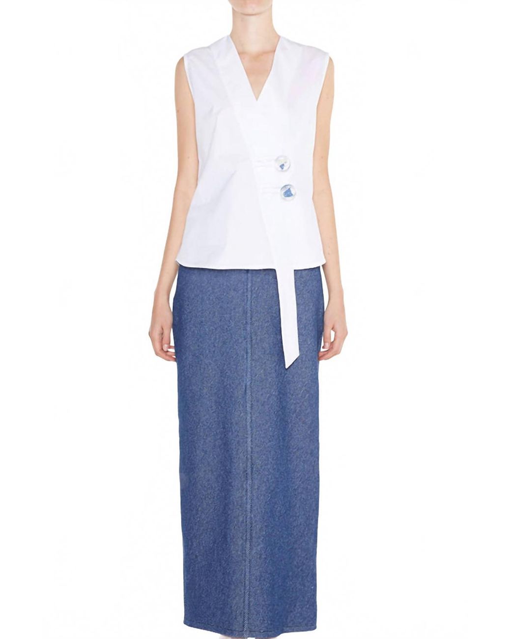 Christopher Esber Blue Fossiled Ceramic Shell Top