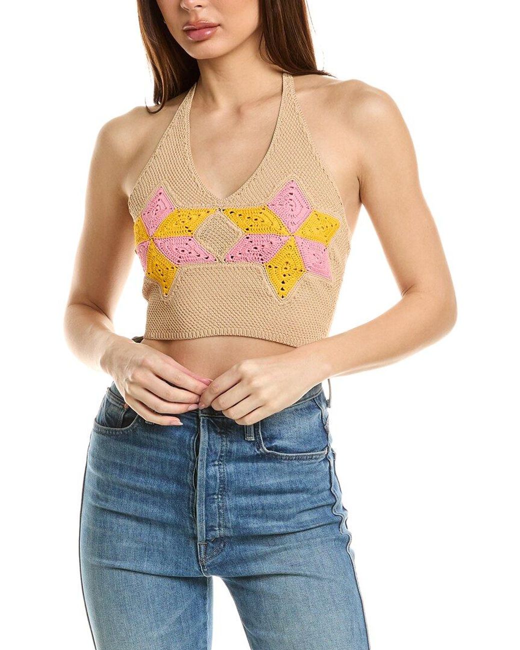 Sandro Blue Tie-Neck Halter Top