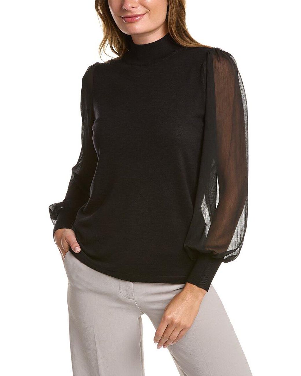T Tahari Blouson Sleeve Sweater in Black | Lyst