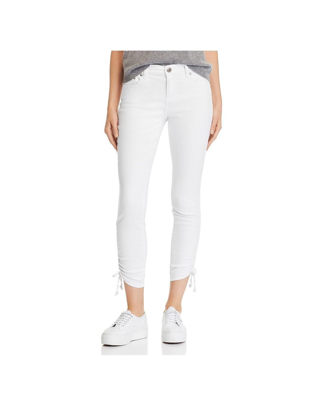 Pistola Audrey Denim Ruched Skinny Jeans in White | Lyst