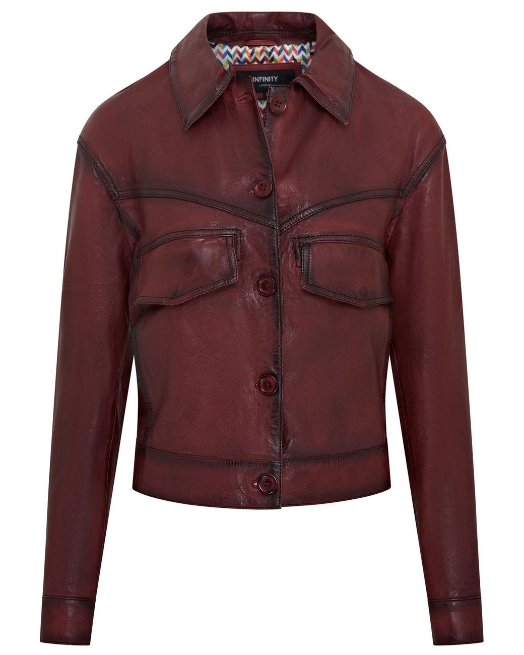 Infinity Leather Red Retro Biker Leather Jacket