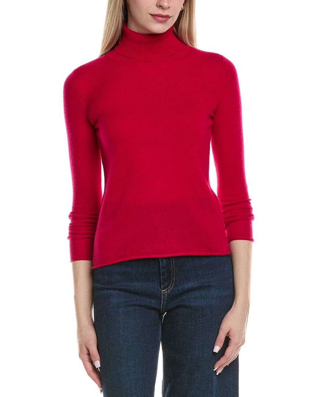 Sofiacashmere Red Turtleneck Wool & Cashmere-Blend Sweater