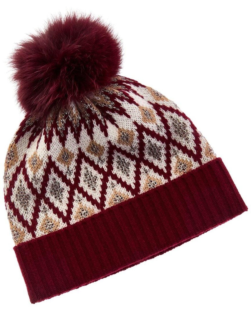 Sofiacashmere Red Sofiacashmere Fairisle Wool & Cashmere-blend Hat