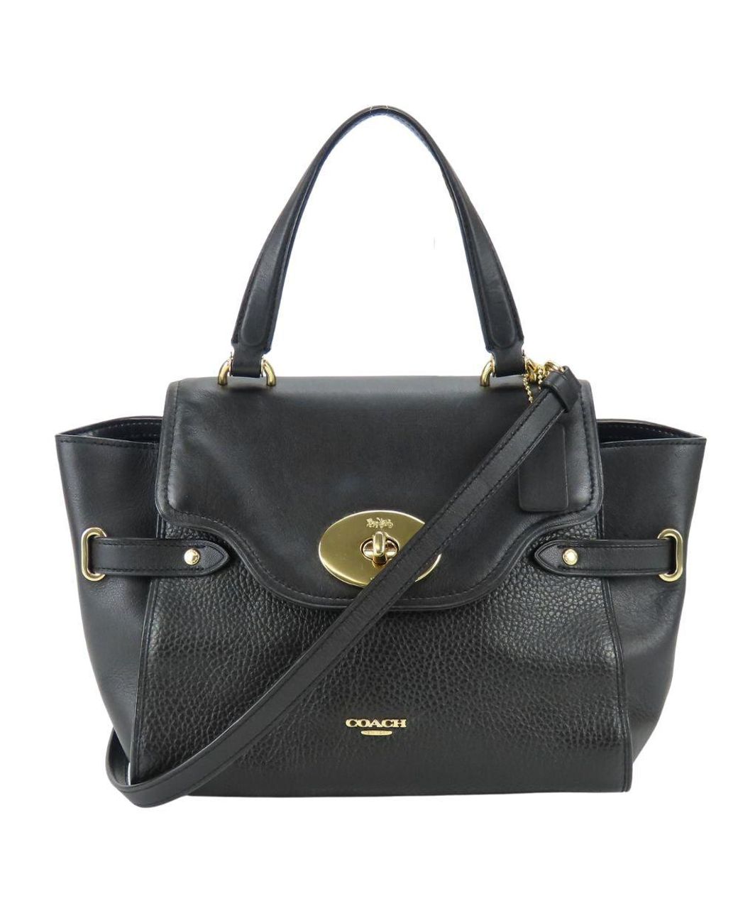 COACH Blake Flap Carryall Leather 2Way Shoulder Bag in Black | Lyst