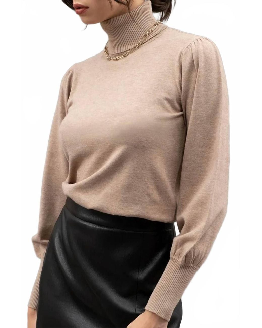 Blu Pepper Black Solid High Turtle Neck Long Sleeve Knit Top