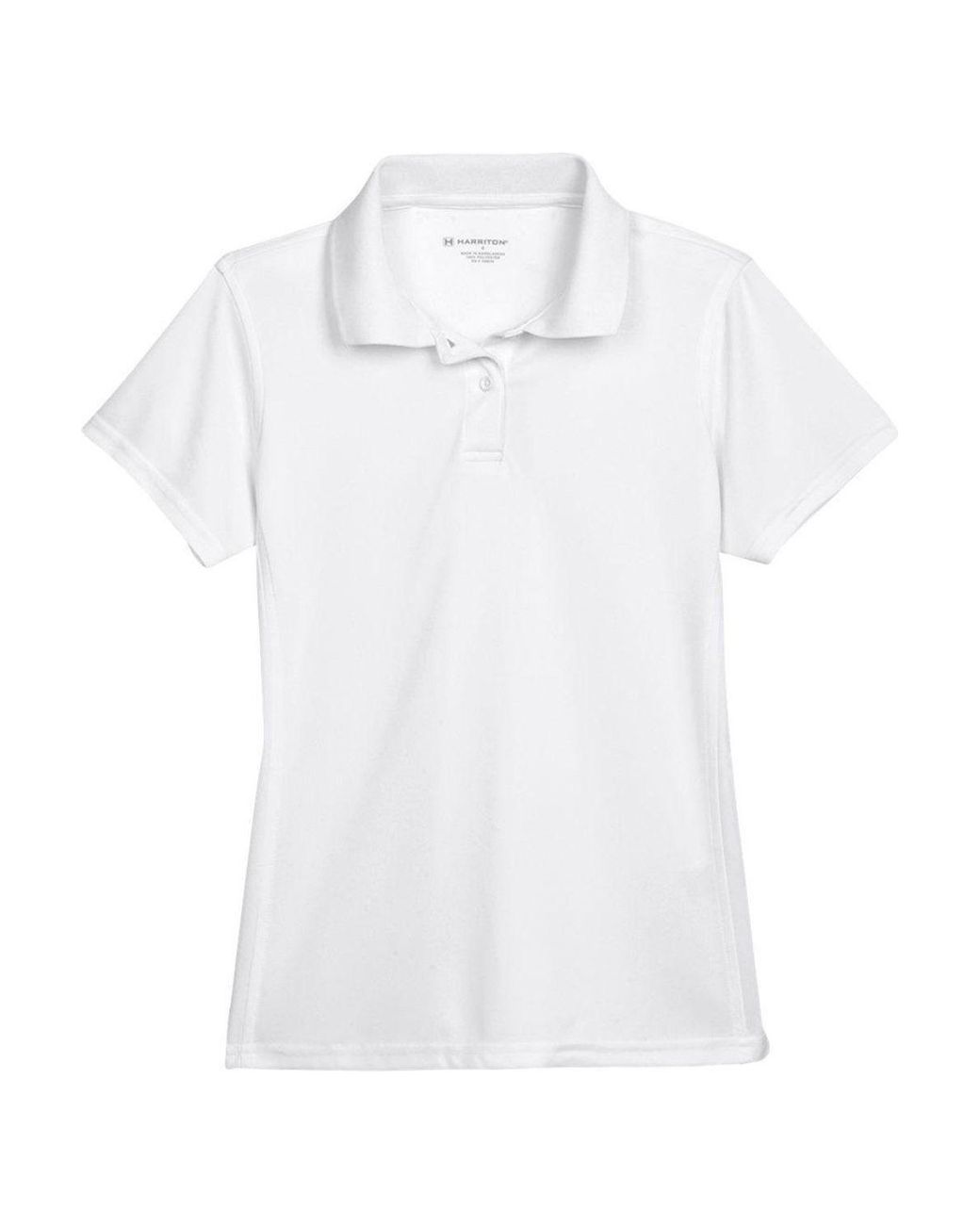 Harriton White Polyester Jersey Polo