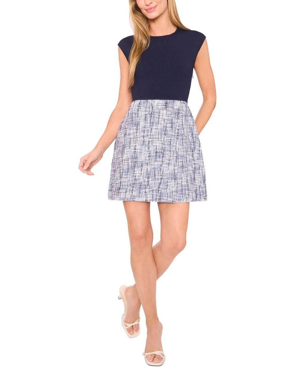 Ted Baker Blue Cap Sleeve Crew Neck Top