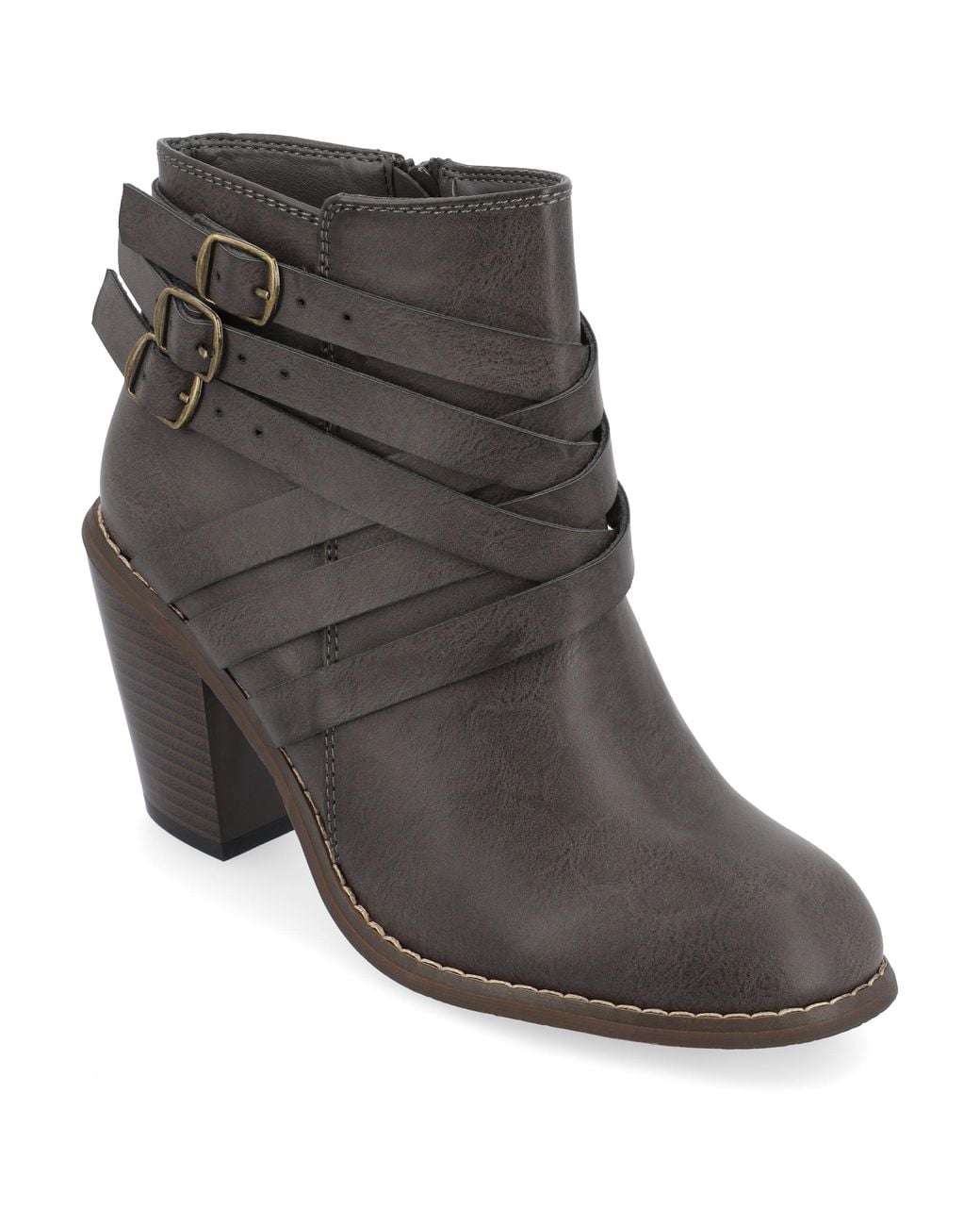 Journee Collection Gray Collection Strap Bootie