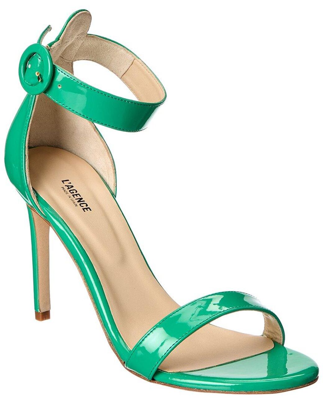 L'Agence Green Rosette Leather Sandal