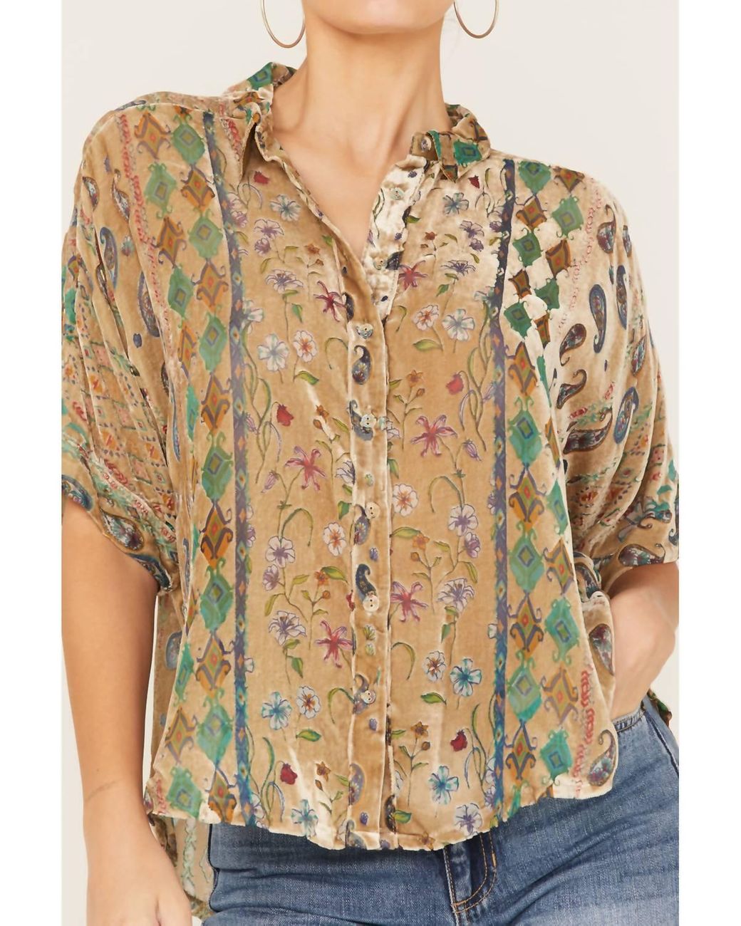 Johnny Was Sugar Burnout Lynn Shirt In Mti in Brown Lyst