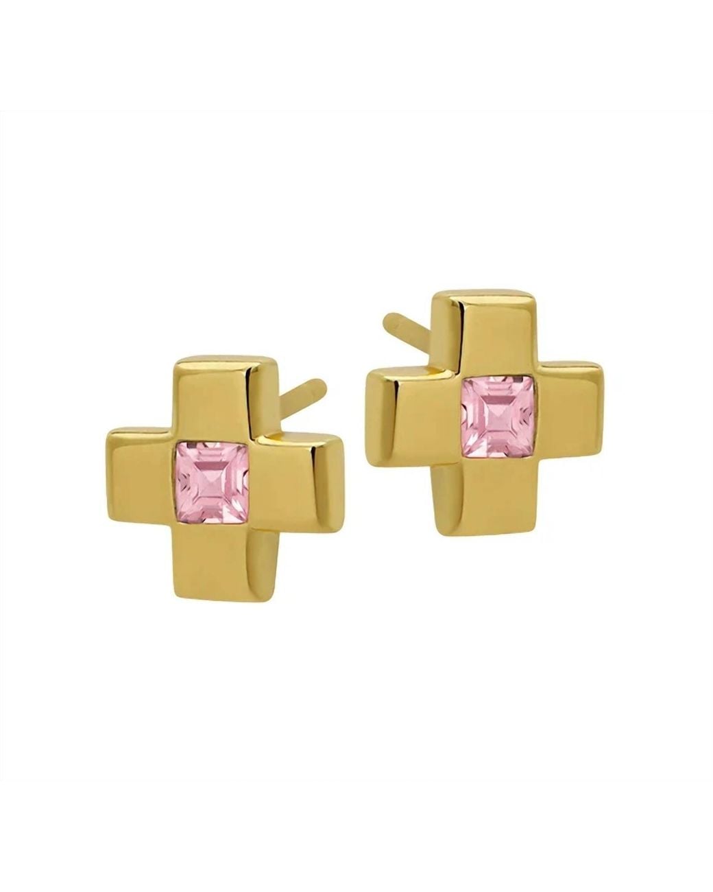 Goldbug Collection Metallic Cross Stud Earrings