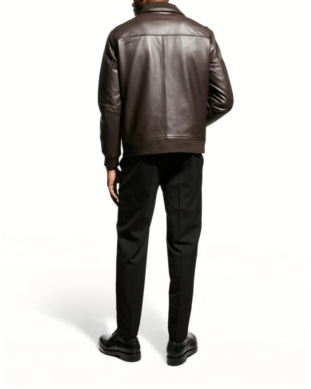 Theory Landan Supreme Lamb Leather Jacket in Black for Men | Lyst