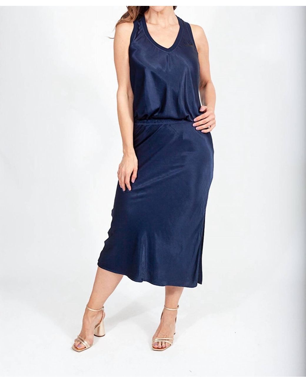 Lamade Doris Silky Slip Skirt in Blue Lyst