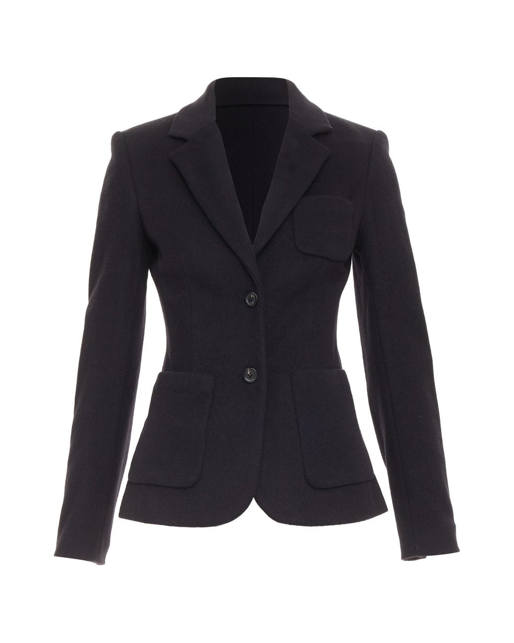 The Row Blue Wool Deerskin Trim Patch Pockets Blazer