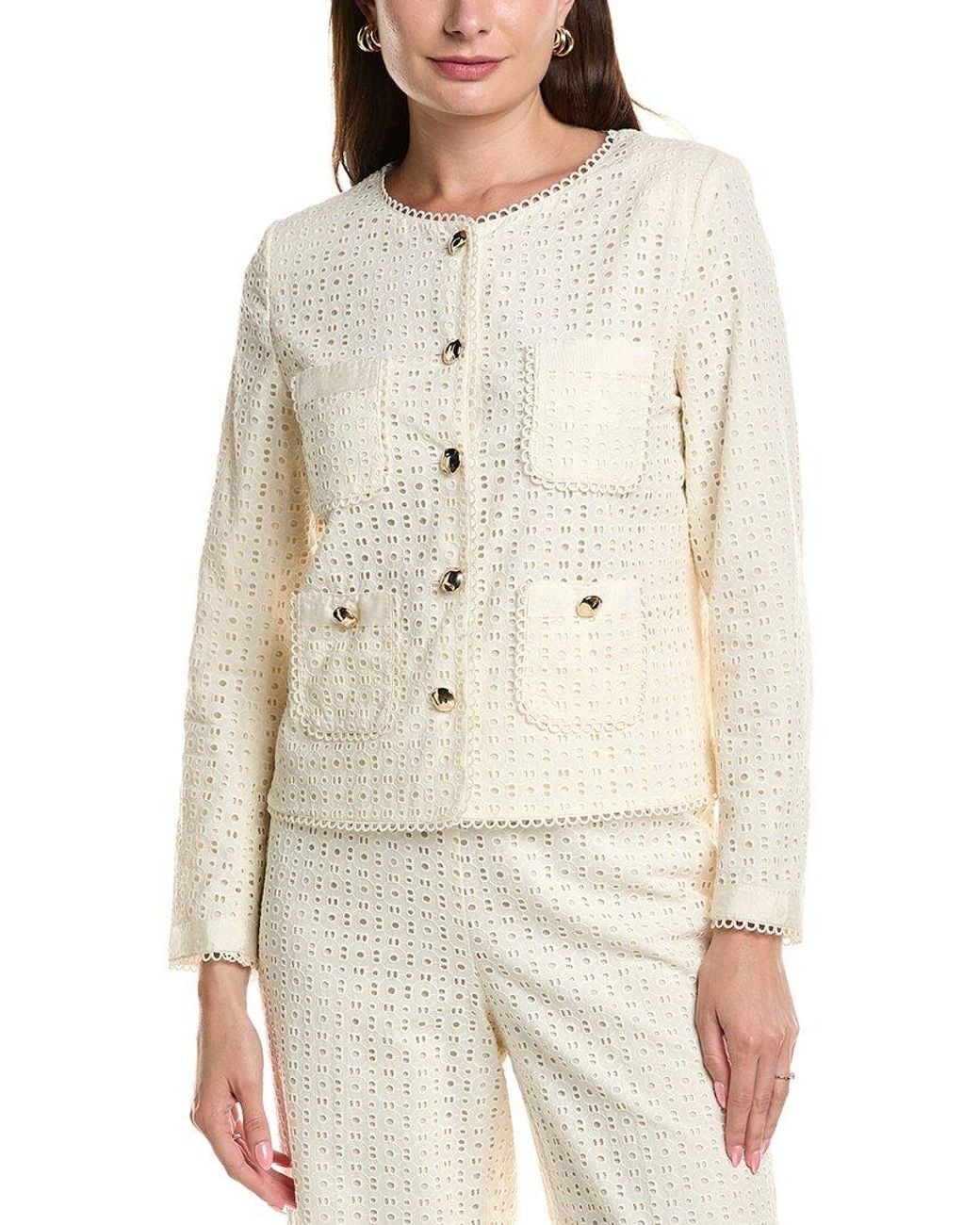 Anne Klein White Embroidered Jacket