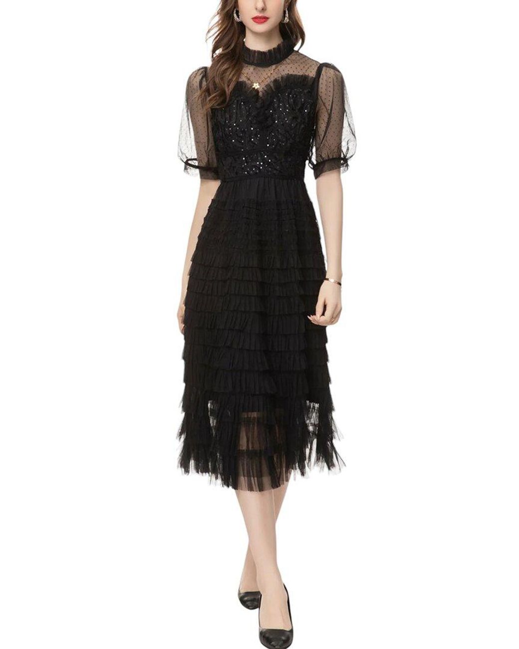 Lanelle Black Midi Dress