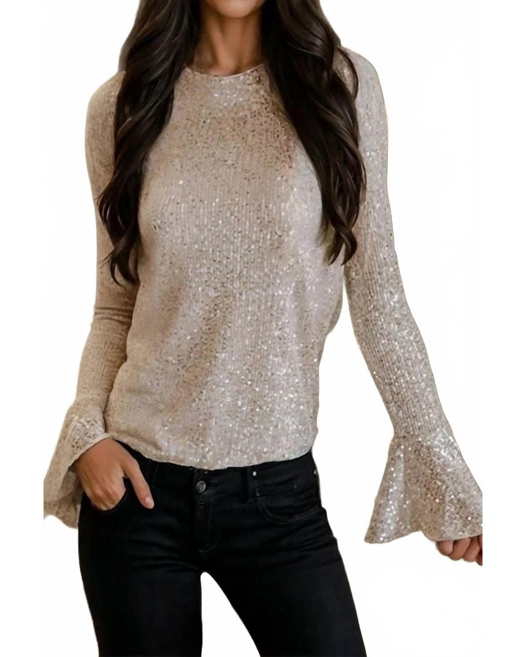Aapparella Multicolor Festive Sequin Mock Neck Blouse