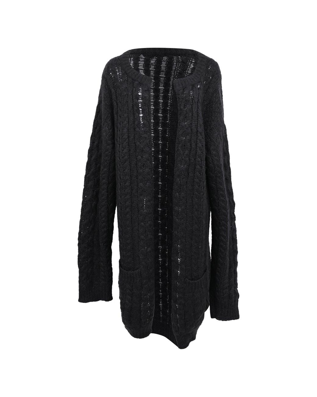 Christopher Kane Black Cable-Knit Open-Front Cardigan