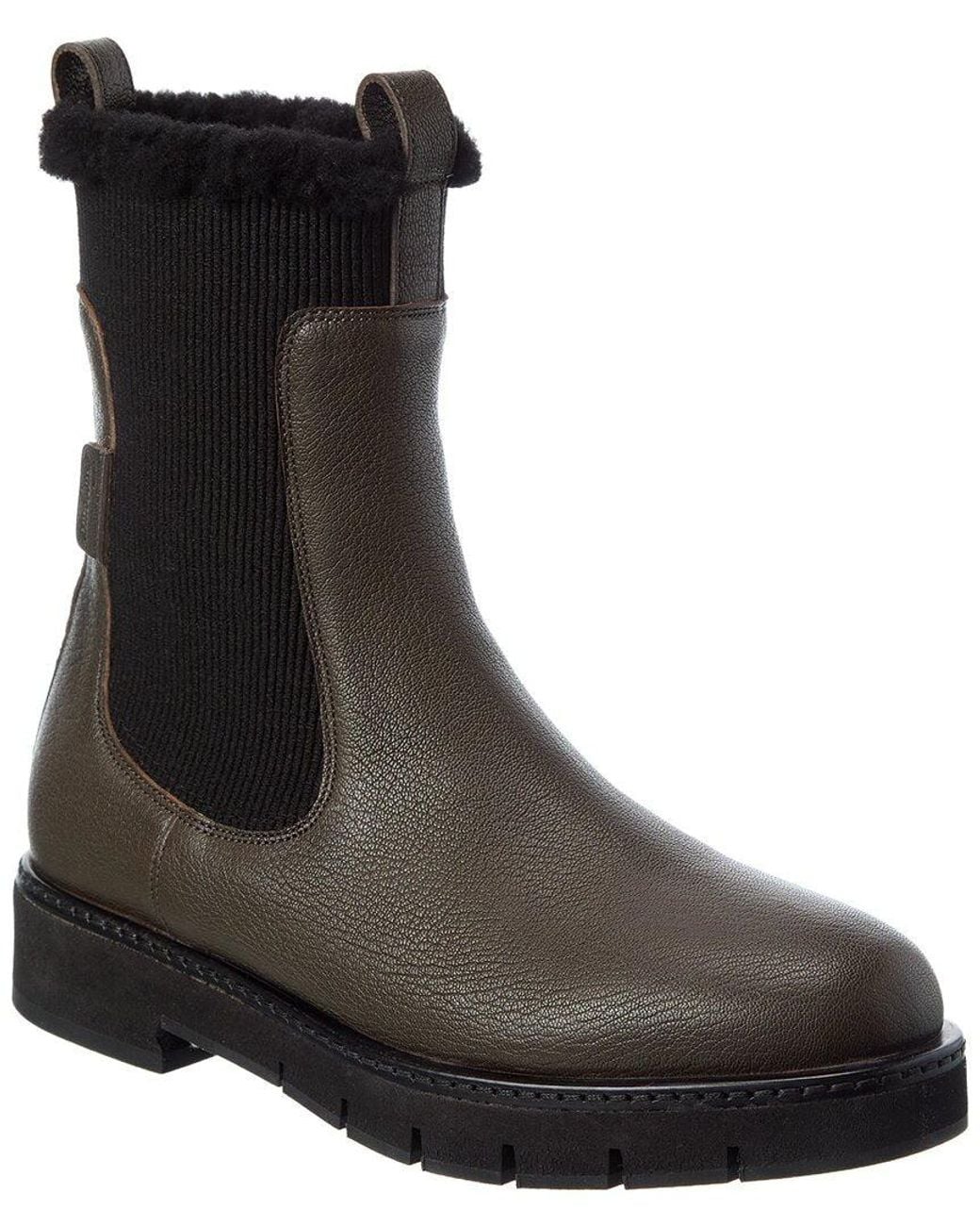 Ferragamo Ferragamo Rook F1 Leather & Shearling Boot in Black | Lyst