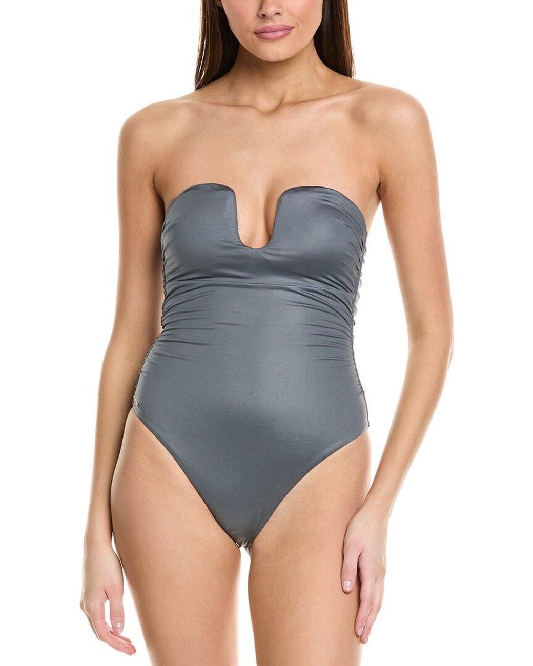 MILLY Blue Ragatta Ruched One-Piece