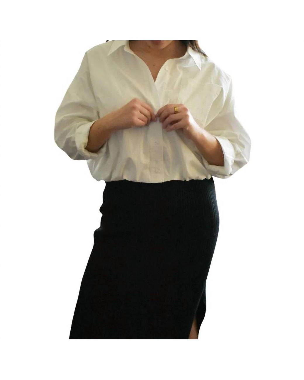 falcon park Black Anna Cropped Button Down