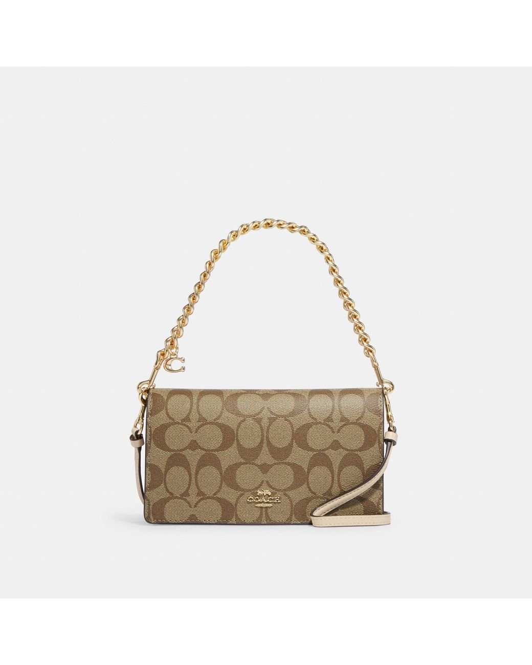COACH Anna Foldover Clutch Crossbody in Metallic Lyst