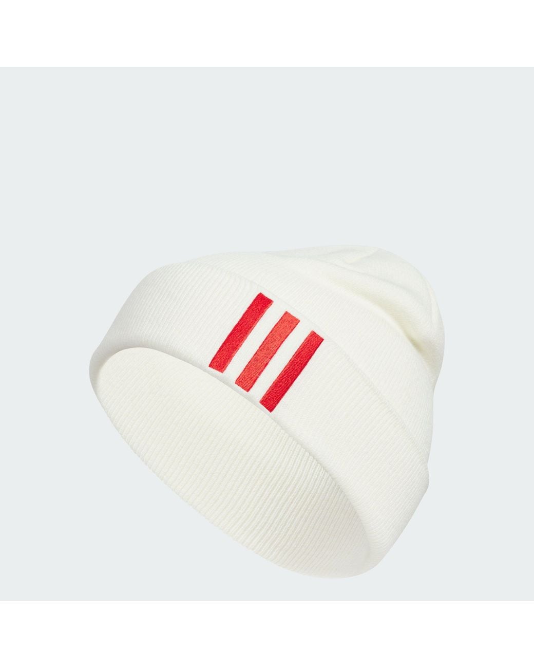Adidas White Offset 3-Stripes Beanie for men