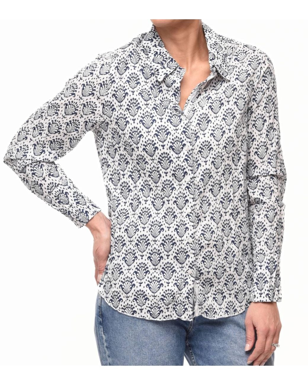 Tulip Clothing Gray Gretchen Button Down Blouse