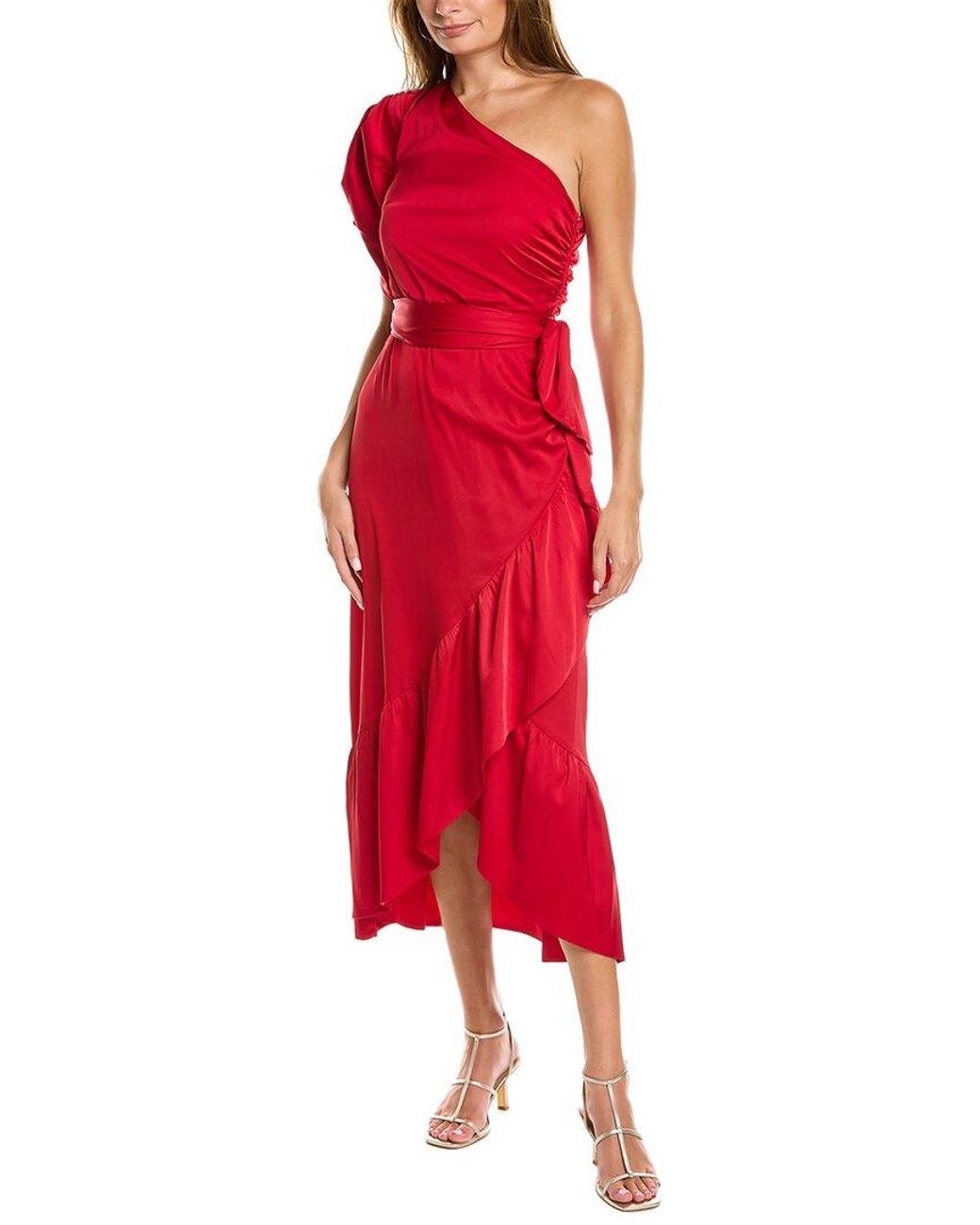 AMUR One-shoulder Midi Dress in Red | Lyst