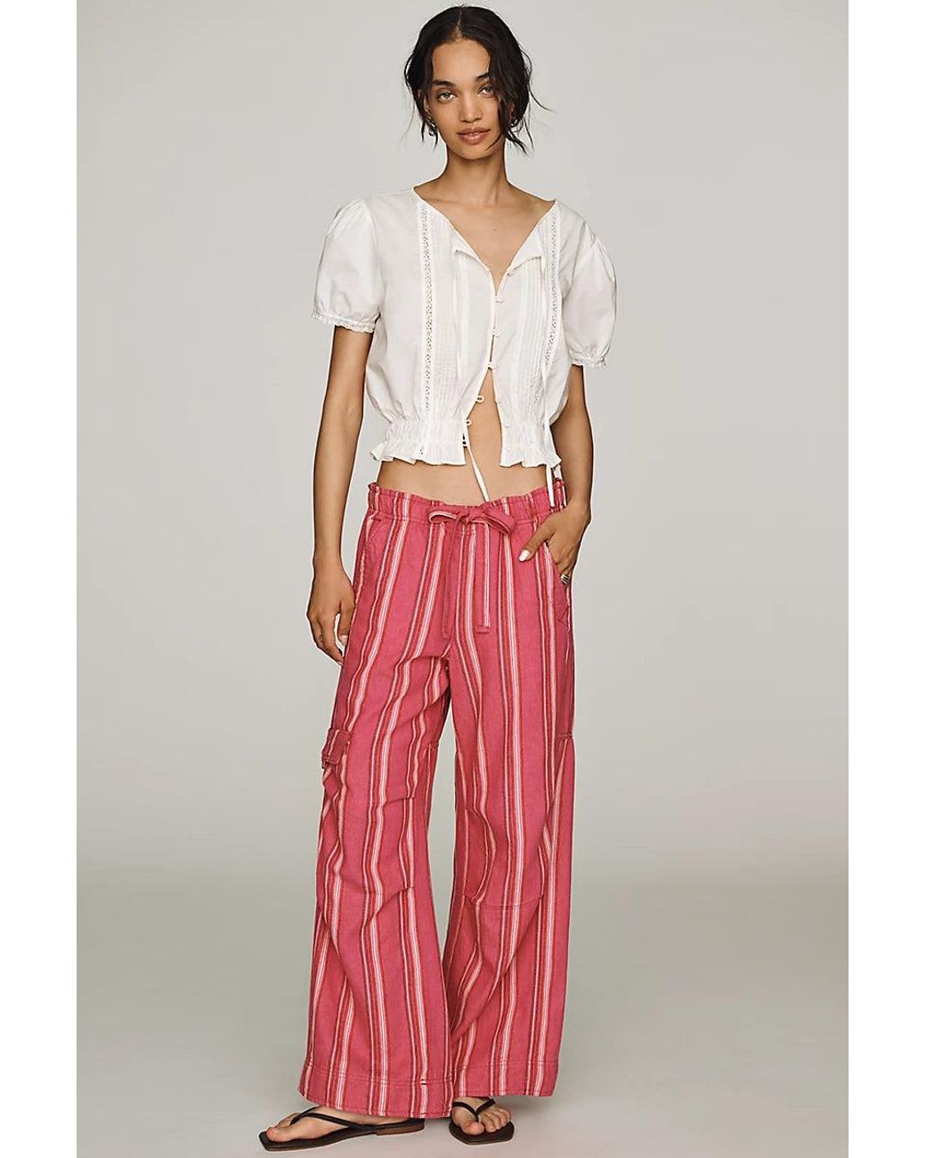 Pilcro Red Beach Cargo Pants