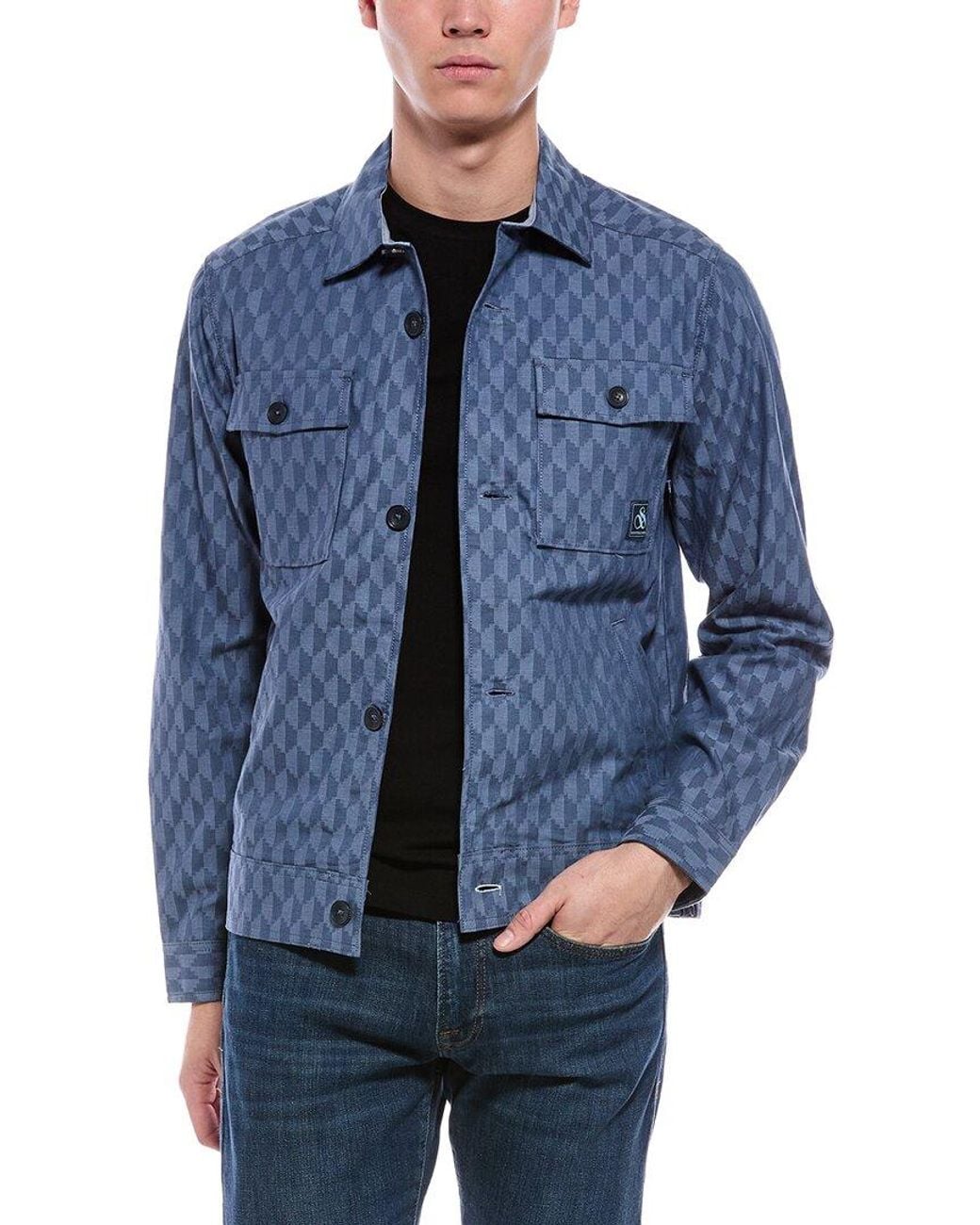 Scotch & Soda Blue Button Front Shacket for men
