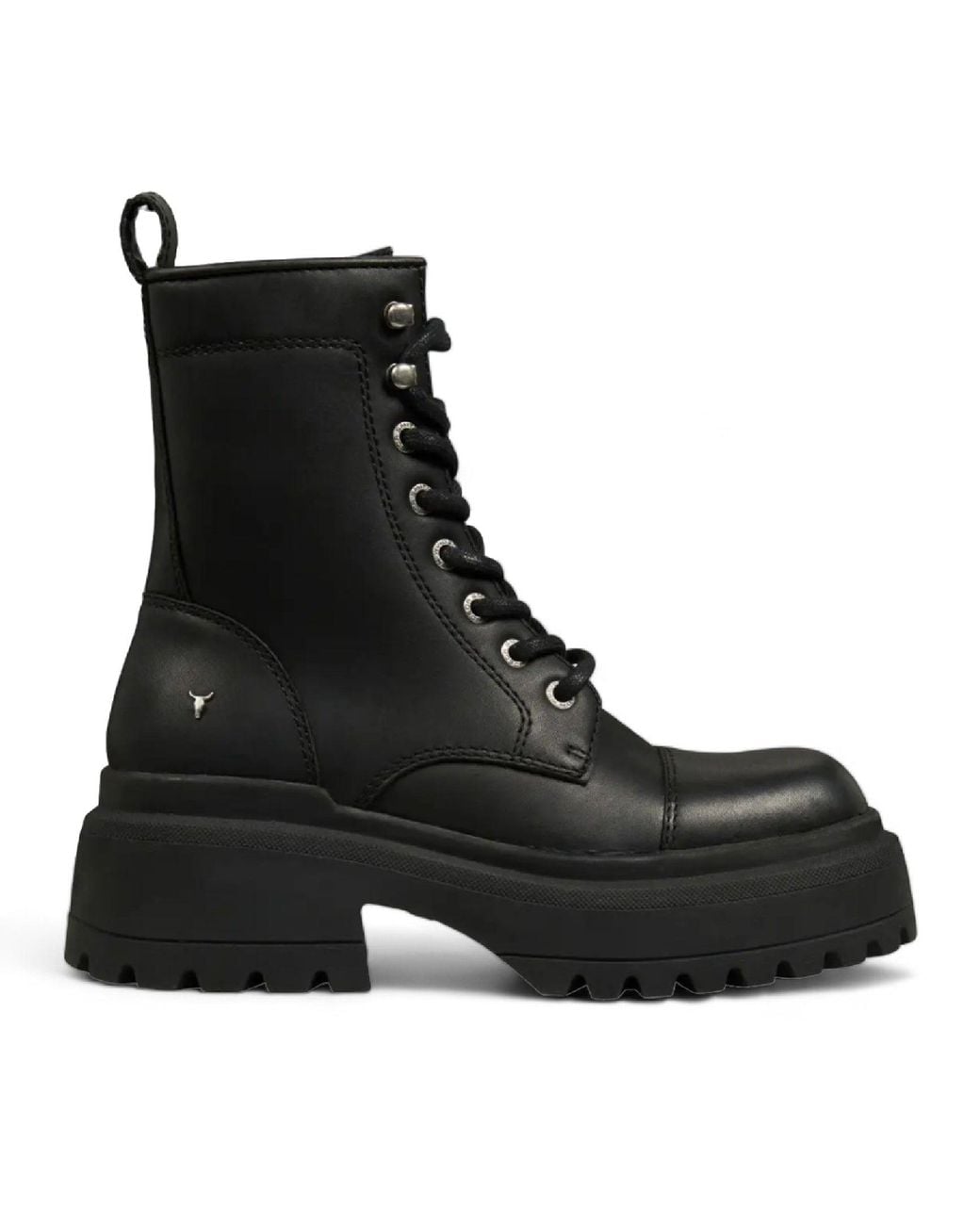 Windsor Smith Black Leather Chunky Combat Boots
